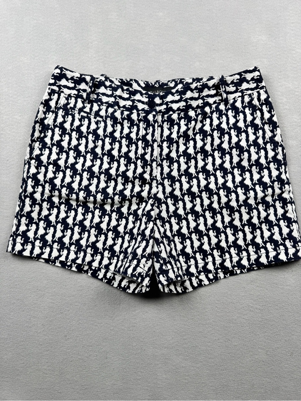 Talbots Womens Sz 8 Hula Girl Print Shorts Navy White Casual Hawaiian Vacation